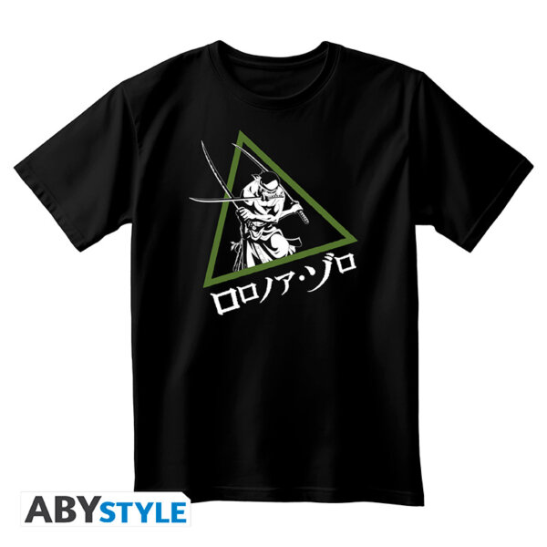 446444-ONE-PIECE-Unisex-blackTshirt-Roronoa-Zoro-Medium