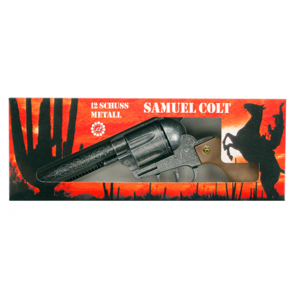 482828-Samuel-Colt-antik--Spielzeugpistole--grau---silber--30-5-x-11-5-x-4-cm