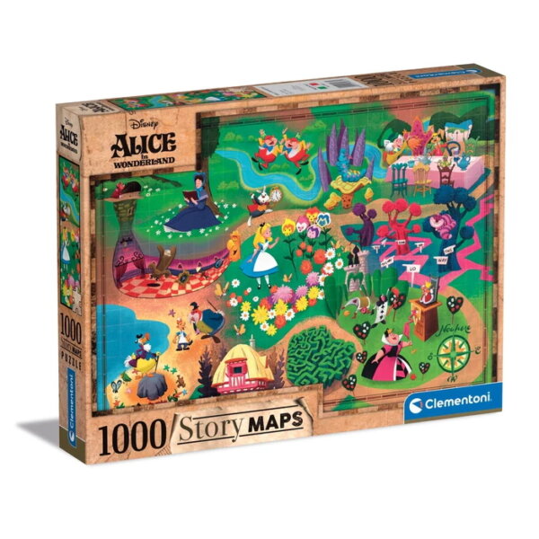 407068-Clementoni-39667-1000-Teile-Puzzle-Alice-im-Wunderland-Disney-Maps
