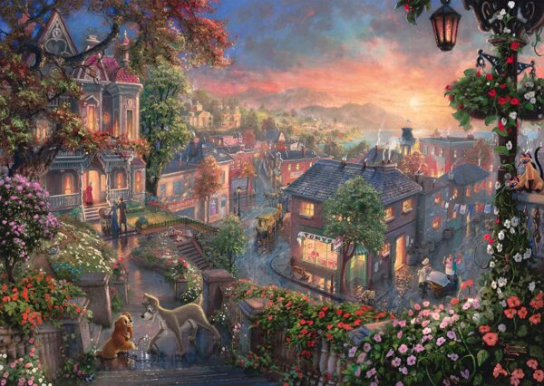 368036-Schmidt-Spiele-59490-Disney-Susi-und-Strolch-Thomas-Kinkade-Puzzle