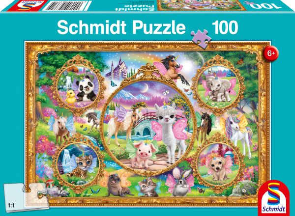 368972-Schmidt-Spiele-56371-Animal-Club--Einhorn-Tierwelt-100-Teile-Kinderpuzzle-