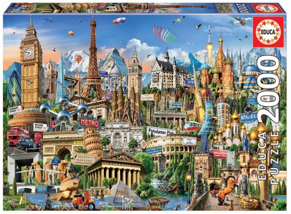 370711-Educa-Puzzle-9217697-Europe-Landmarks-2000-Teile-Puzzle-