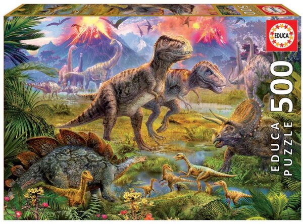 370358-Educa-Puzzle-9215969-Dinosaur-Gathering-500-Teile-Puzzle-