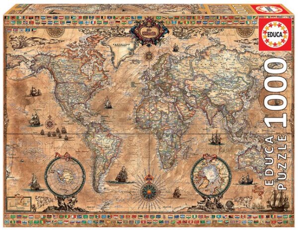 370398-Educa-Puzzle-9215159-Antique-World-Map-1000-Teile-Puzzle-