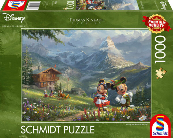 381792-Schmidt-Spiele-59938-Thomas-Kinkade-Disney-Mickey-und-Minnie-in-den-Alpen--1000-Teile-Puzzle