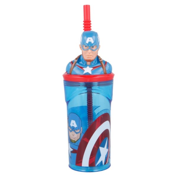 410111-Marvel--Captain-America-3D-Trinkbecher-mit-Strohhalm-360ml