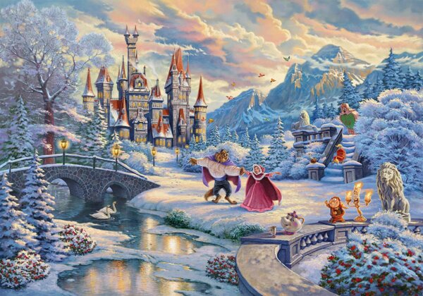 368044-Schmidt-Spiele-59671-Disney-Die-Schoene-und-das-Biest--Zauberhafter-Winterabend-Thomas-Kinkade-Puzzle
